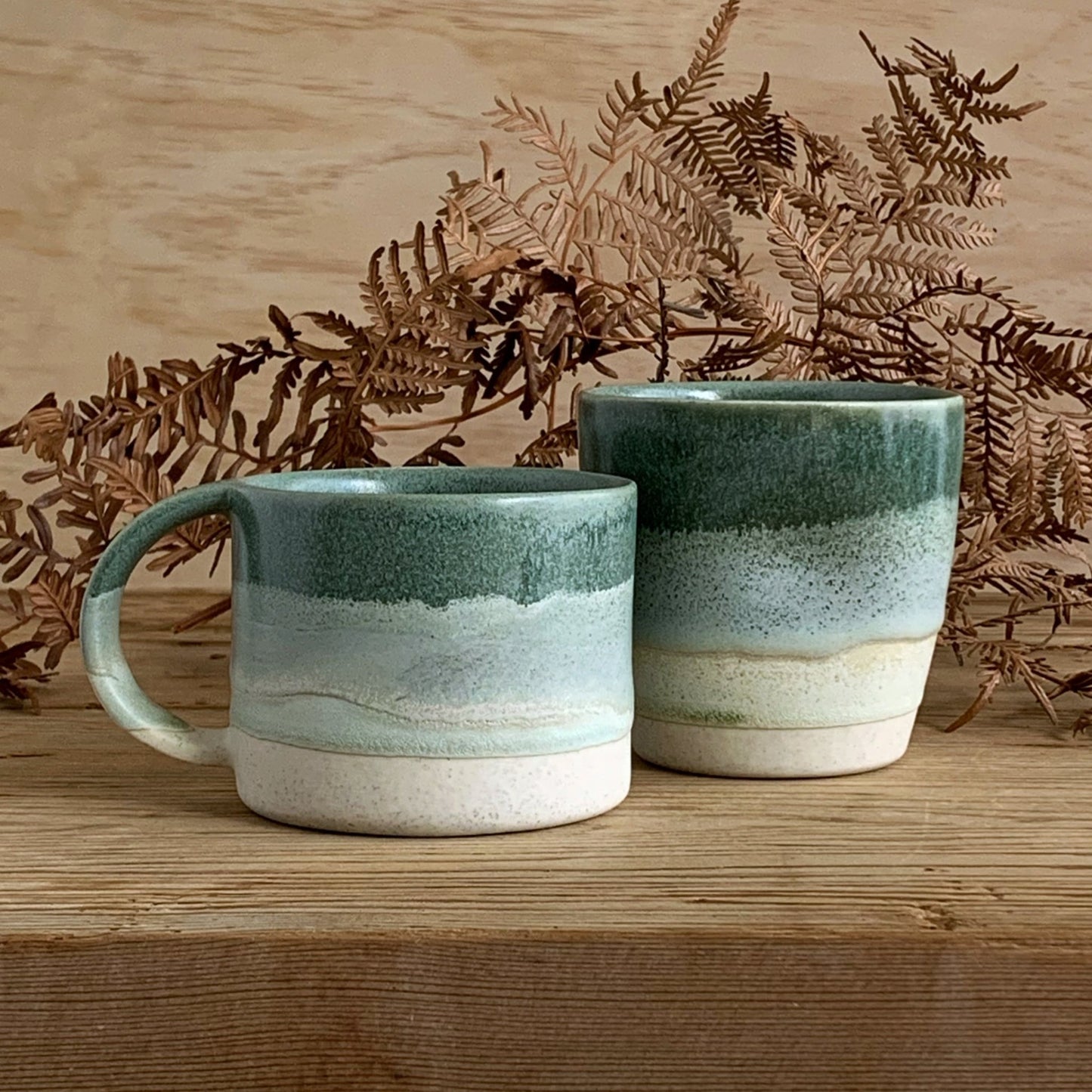 Latte Cup Sage & Sea Foam Green - handmade in the Henry & Tunks ceramic studio, Maitland NSW