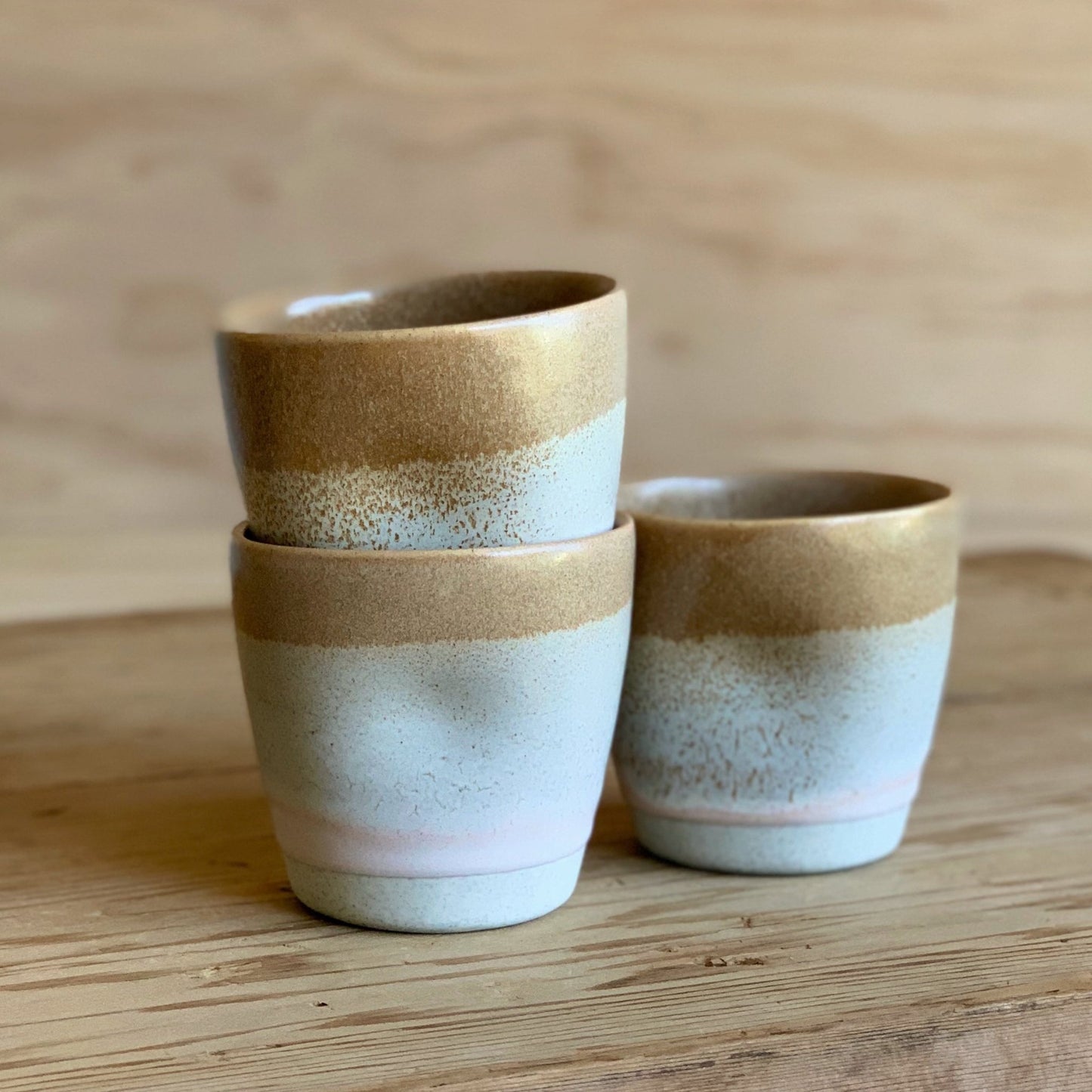 Latte Cup Toffee & Blush Pink - handmade ceramics Henry & Tunks , made in Maitland NSW