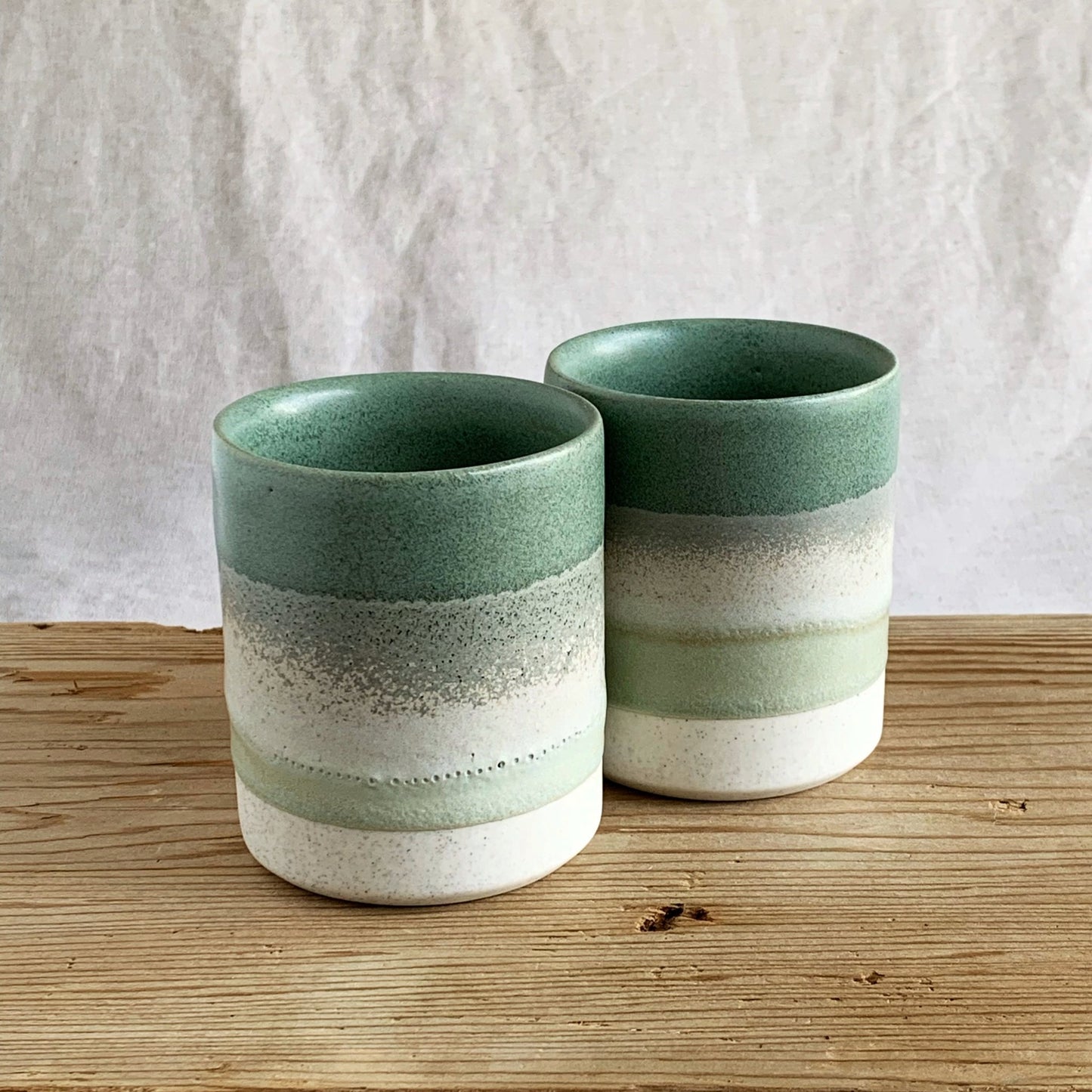 Beaker Sage & Sea Foam Green - handmade ceramics Henry & Tunks , made in Maitland NSW
