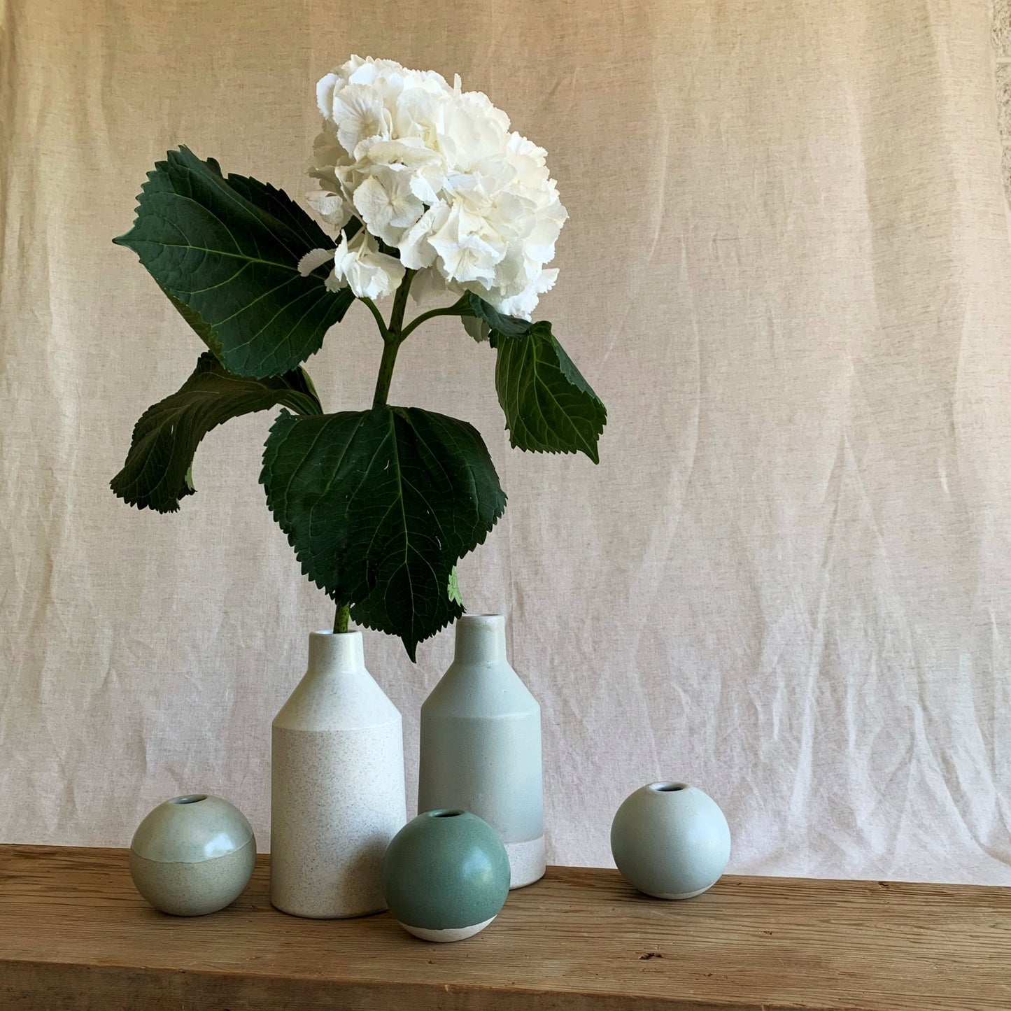 Bottle Vase White Speckle - handmade ceramics Henry & Tunks , made in Maitland NSW