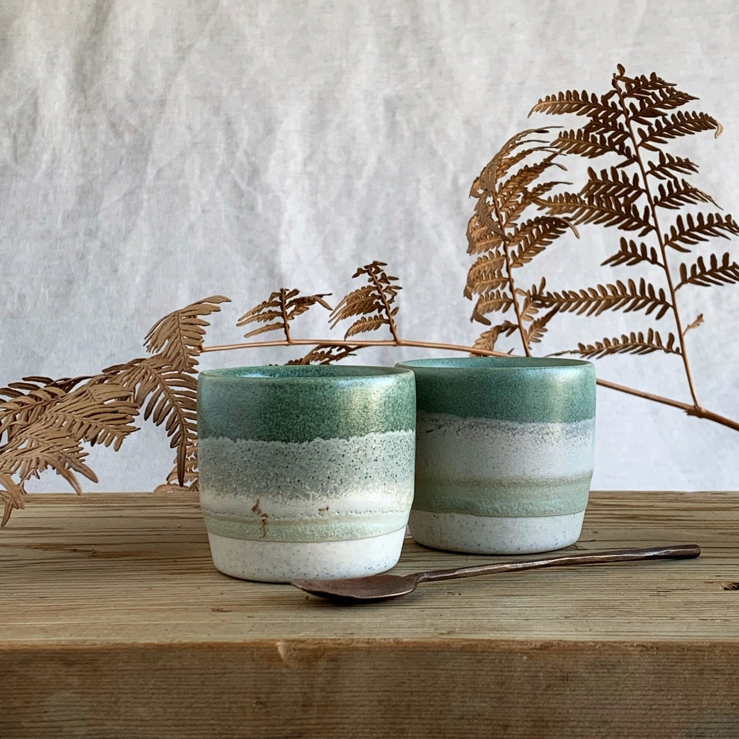 Espresso Cup Sage & Sea Foam Green - handmade in the Henry & Tunks ceramic studio, Maitland NSW