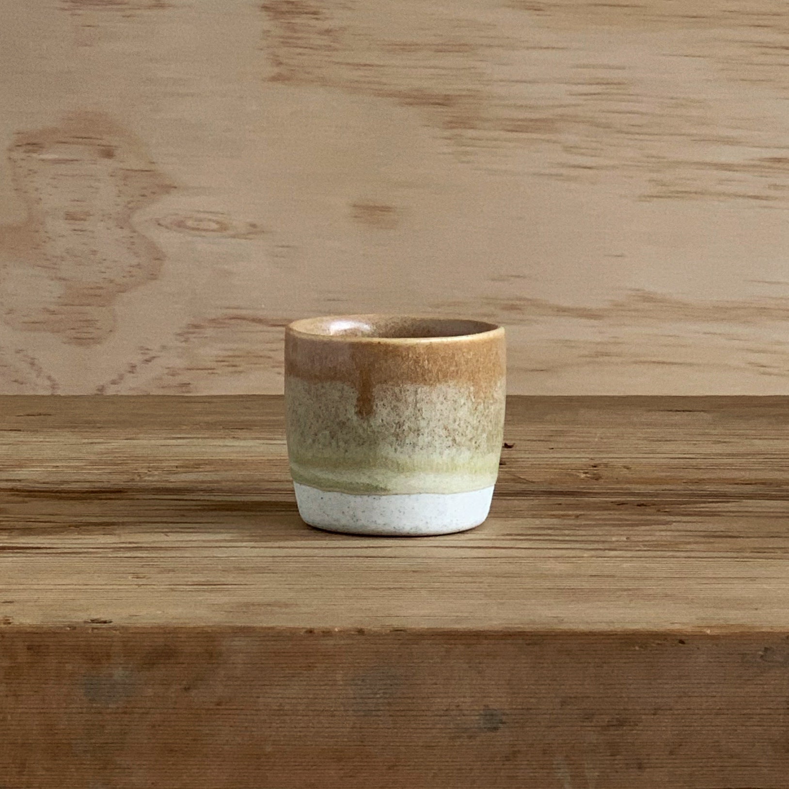 Espresso Cup Toffee & Earthy Green - handmade in the Henry & Tunks ceramic studio, Maitland NSW