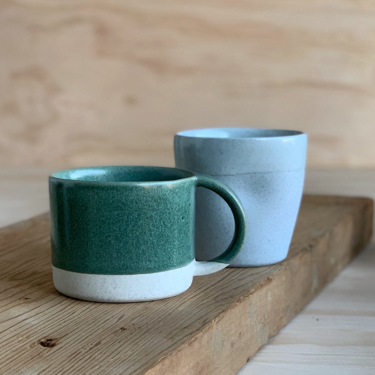 Latte Cup Blue Speckle - handmade in the Henry & Tunks ceramic studio, Maitland NSW