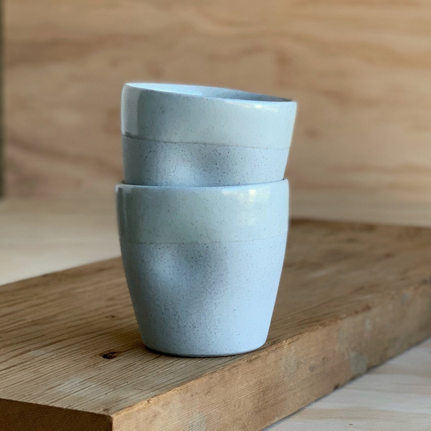 Latte Cup Blue Speckle - handmade in the Henry & Tunks ceramic studio, Maitland NSW