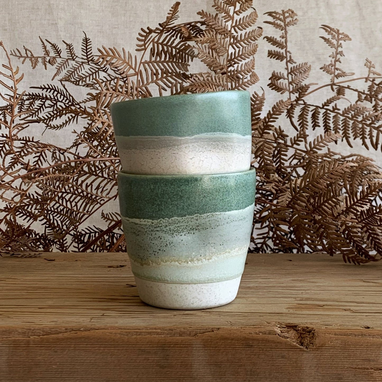 Latte Cup Sage & Sea Foam Green - handmade ceramics Henry & Tunks , made in Maitland NSW