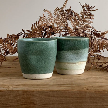 Latte Cup Sage & Sea Foam Green - handmade ceramics Henry & Tunks , made in Maitland NSW