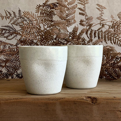 Latte Cup White Speckle - handmade in the Henry & Tunks ceramic studio, Maitland NSW