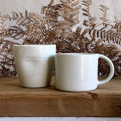 Latte Cup White Speckle - handmade in the Henry & Tunks ceramic studio, Maitland NSW