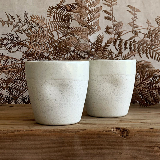 Latte Cup White Speckle - handmade ceramics Henry & Tunks , made in Maitland NSW