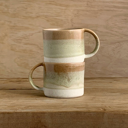 Mug Toffee & Earthy Green - handmade in the Henry & Tunks ceramic studio, Maitland NSW