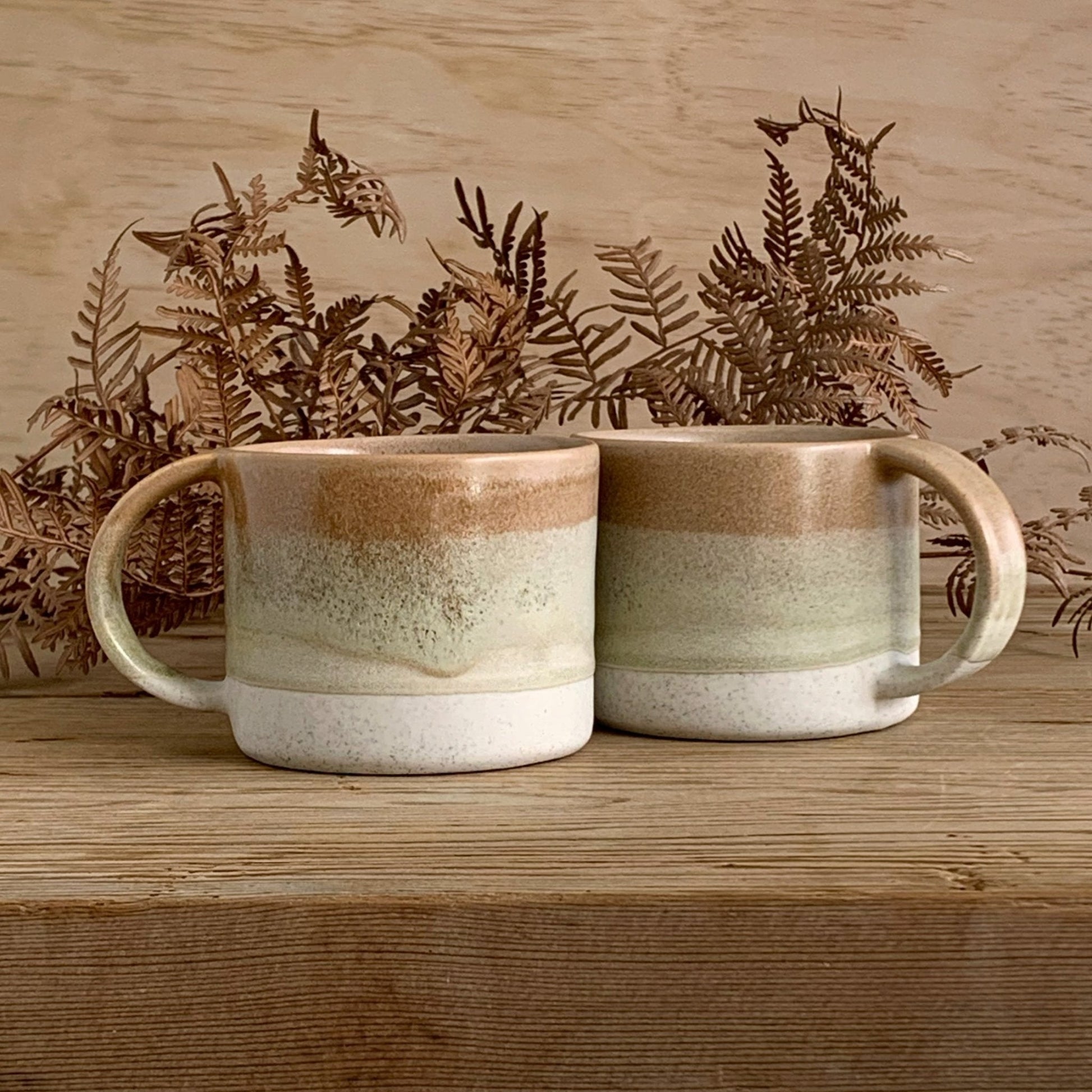 Mug Toffee & Earthy Green - handmade in the Henry & Tunks ceramic studio, Maitland NSW