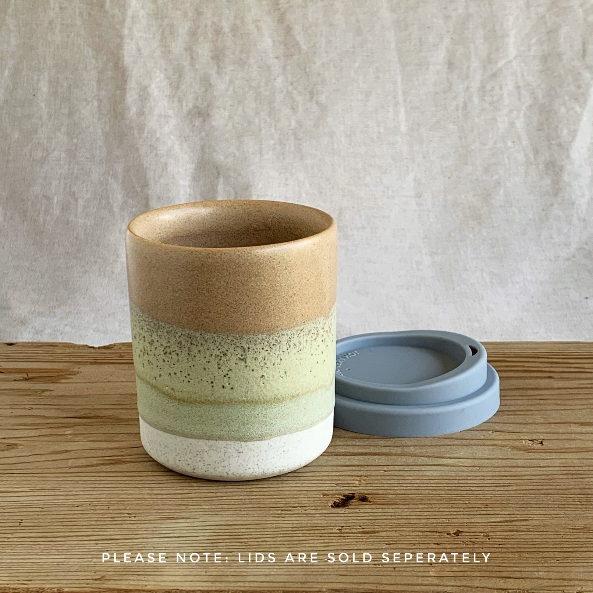 Beaker Ocean Toffee & Earthy Green - handmade in the Henry & Tunks ceramic studio, Maitland NSW