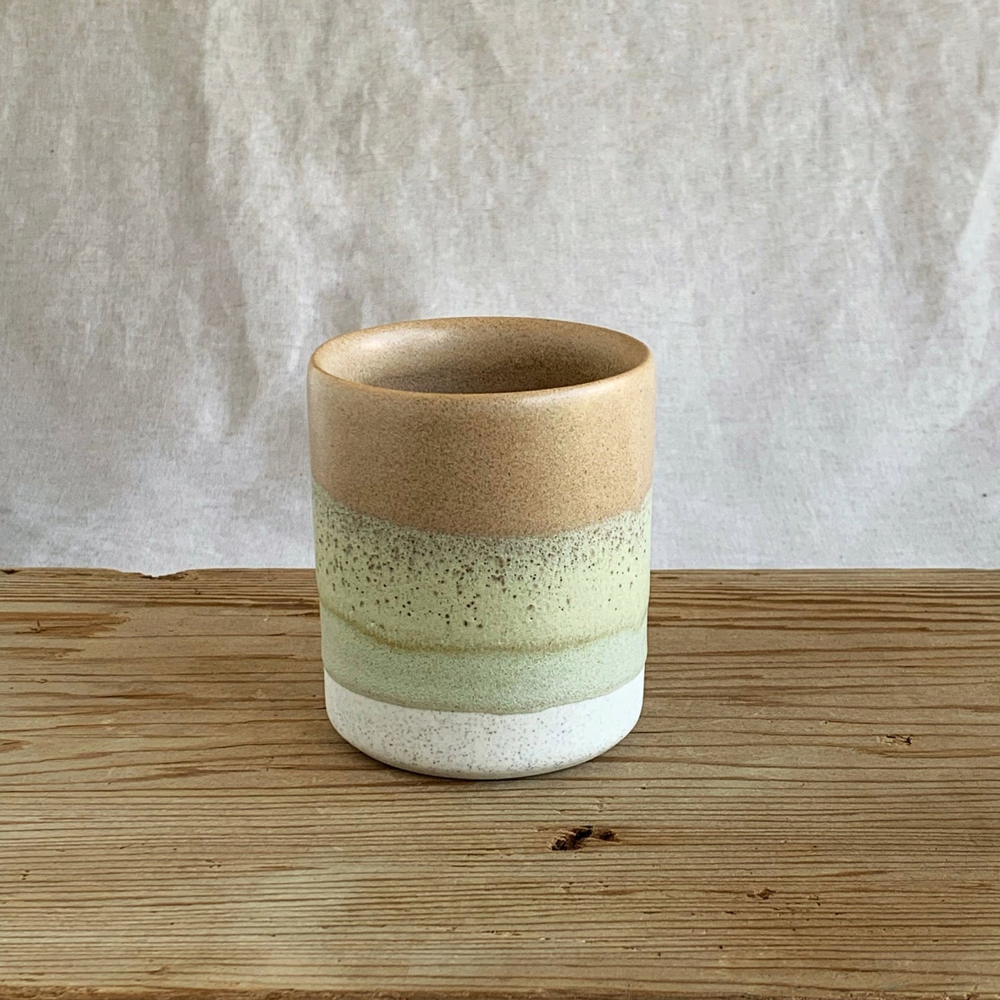 Beaker Ocean Toffee & Earthy Green - handmade in the Henry & Tunks ceramic studio, Maitland NSW