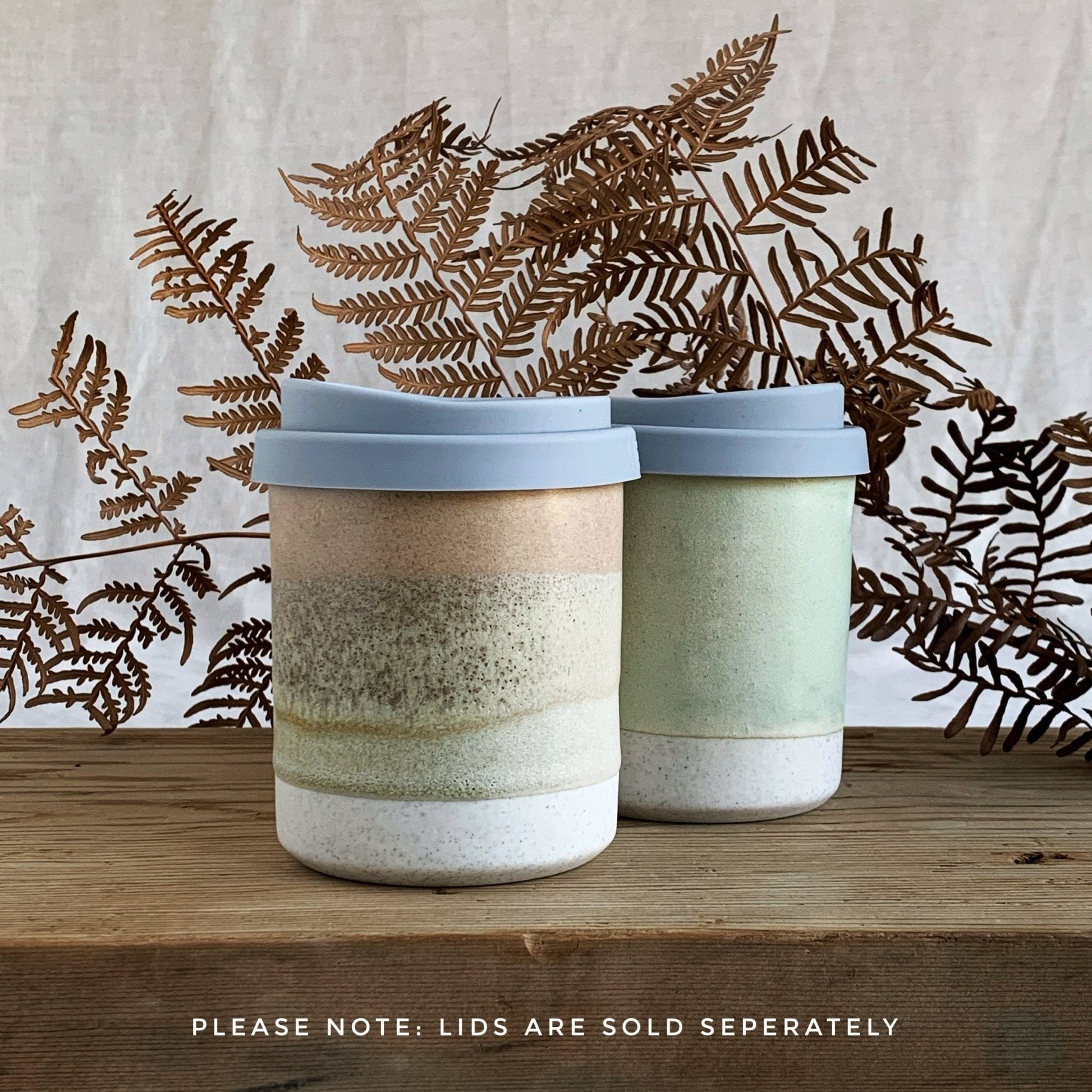 Beaker Toffee & Earthy Green - handmade ceramics Henry & Tunks , made in Maitland NSW