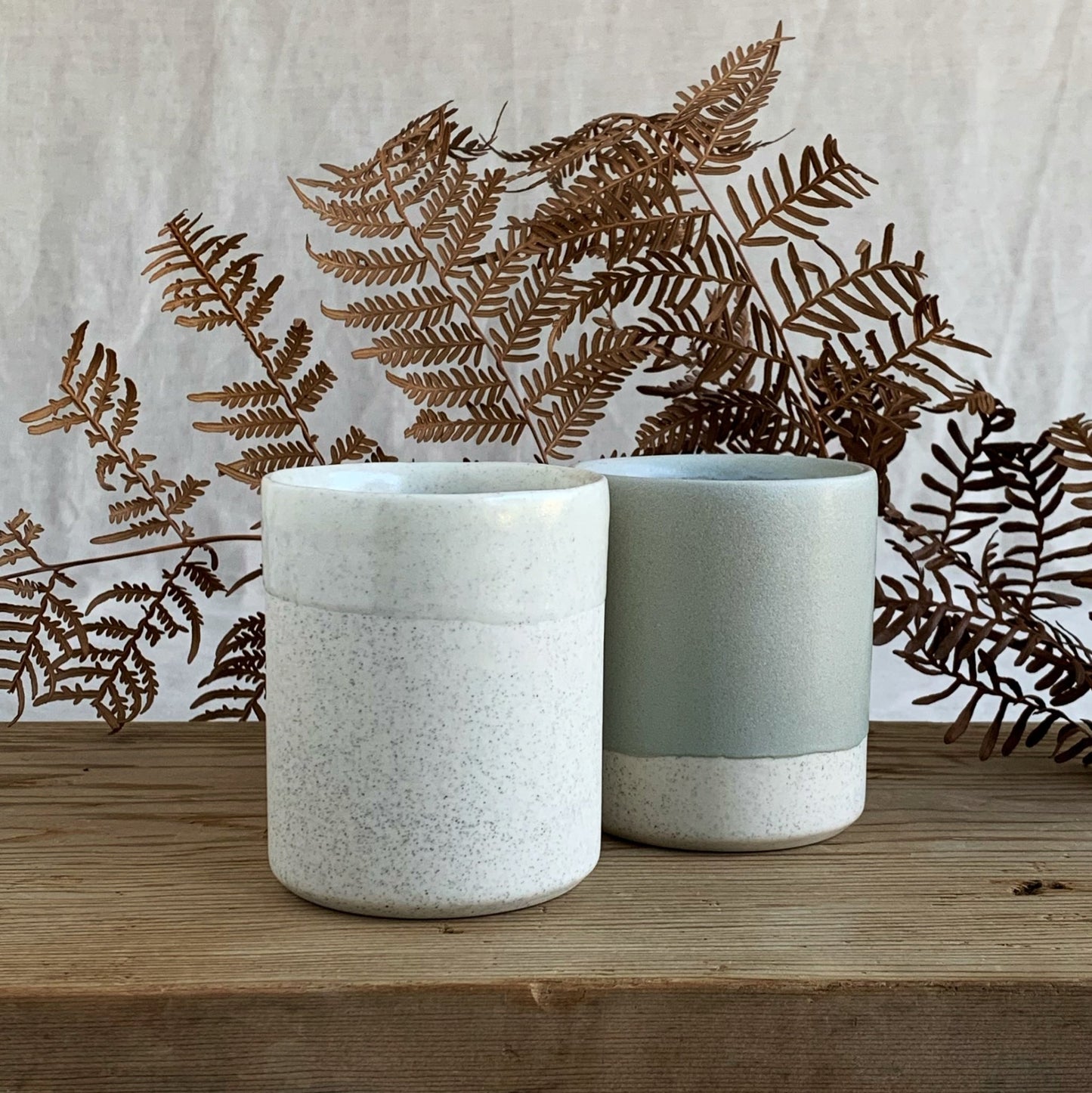 Beaker White Speckle - handmade in the Henry & Tunks ceramic studio, Maitland NSW