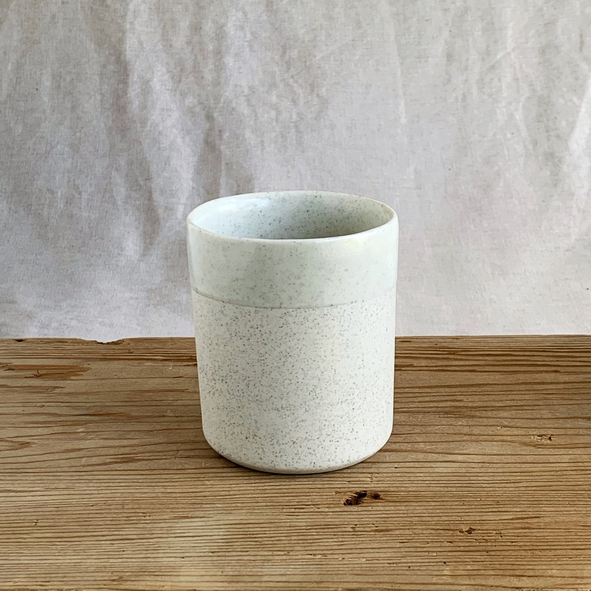 Beaker White Speckle - handmade in the Henry & Tunks ceramic studio, Maitland NSW