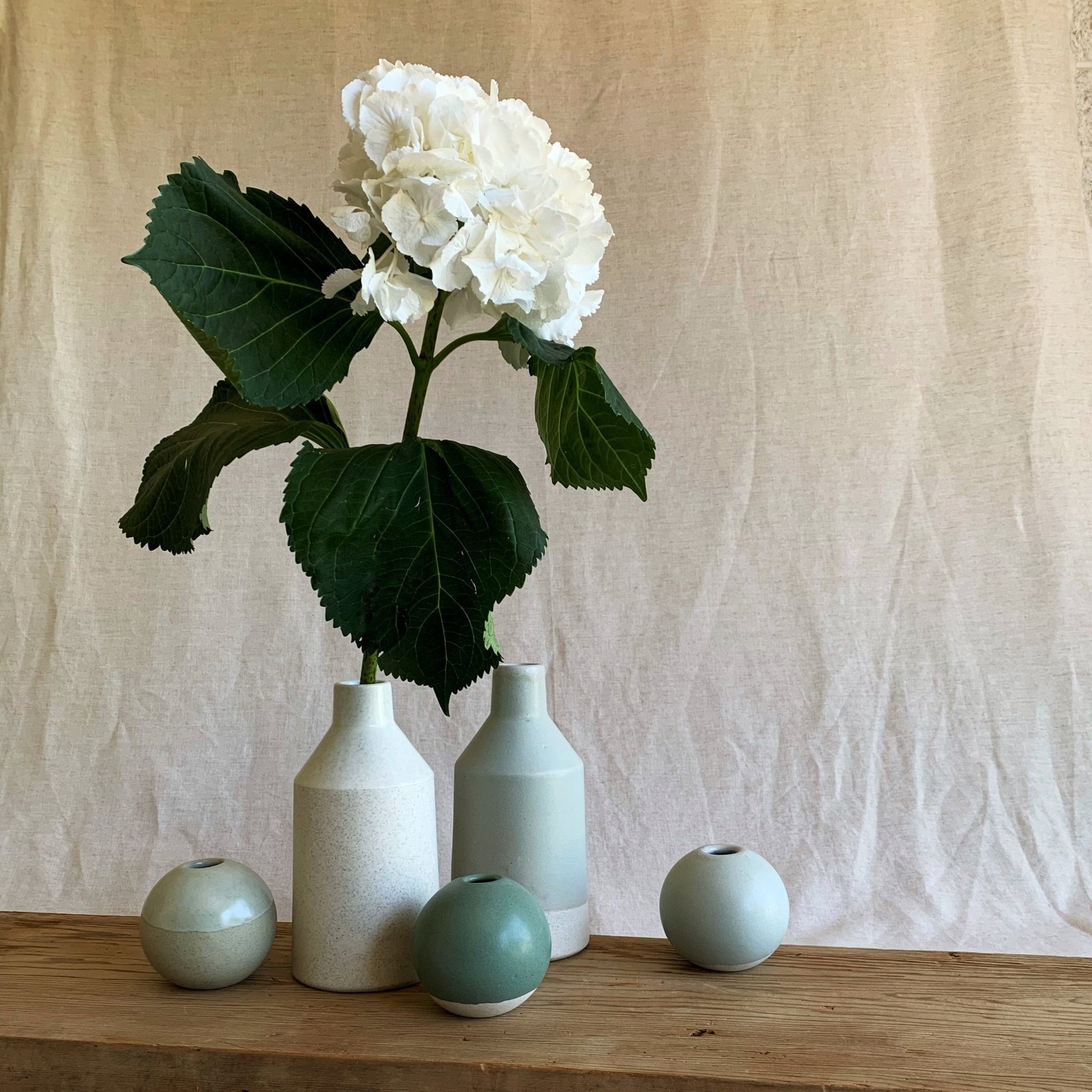 Bottle Vase White Speckle - handmade in the Henry & Tunks ceramic studio, Maitland NSW