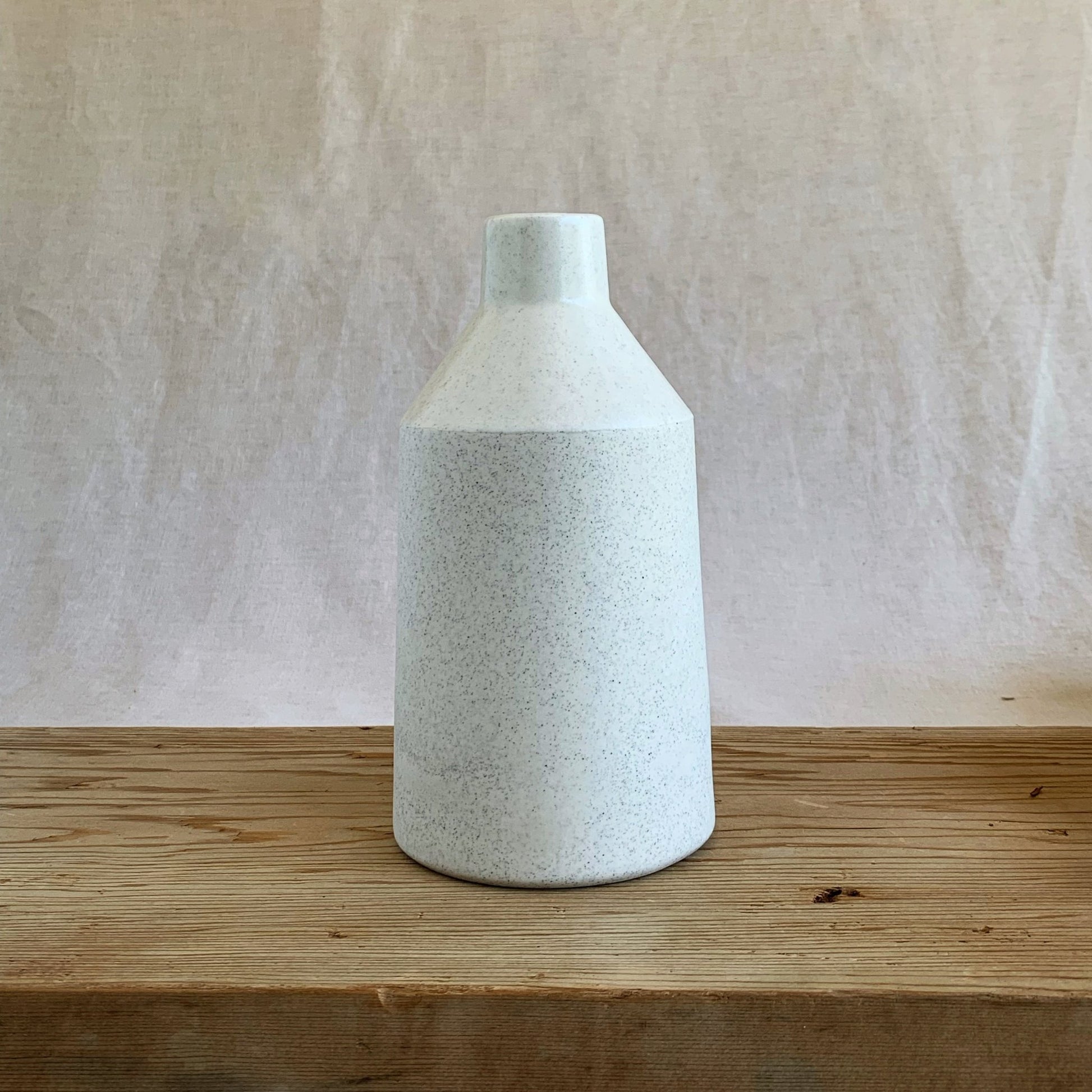 Bottle Vase White Speckle - handmade in the Henry & Tunks ceramic studio, Maitland NSW