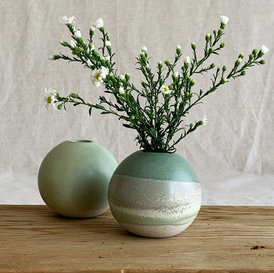 Bud Vase Sage & Sea Foam Green - handmade in the Henry & Tunks ceramic studio, Maitland NSW