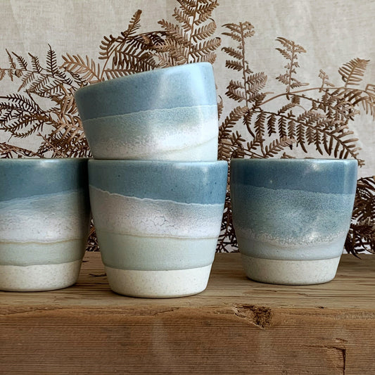 Latte Cup Ocean & Sea Mist Blue - handmade in the Henry & Tunks ceramic studio, Maitland NSW