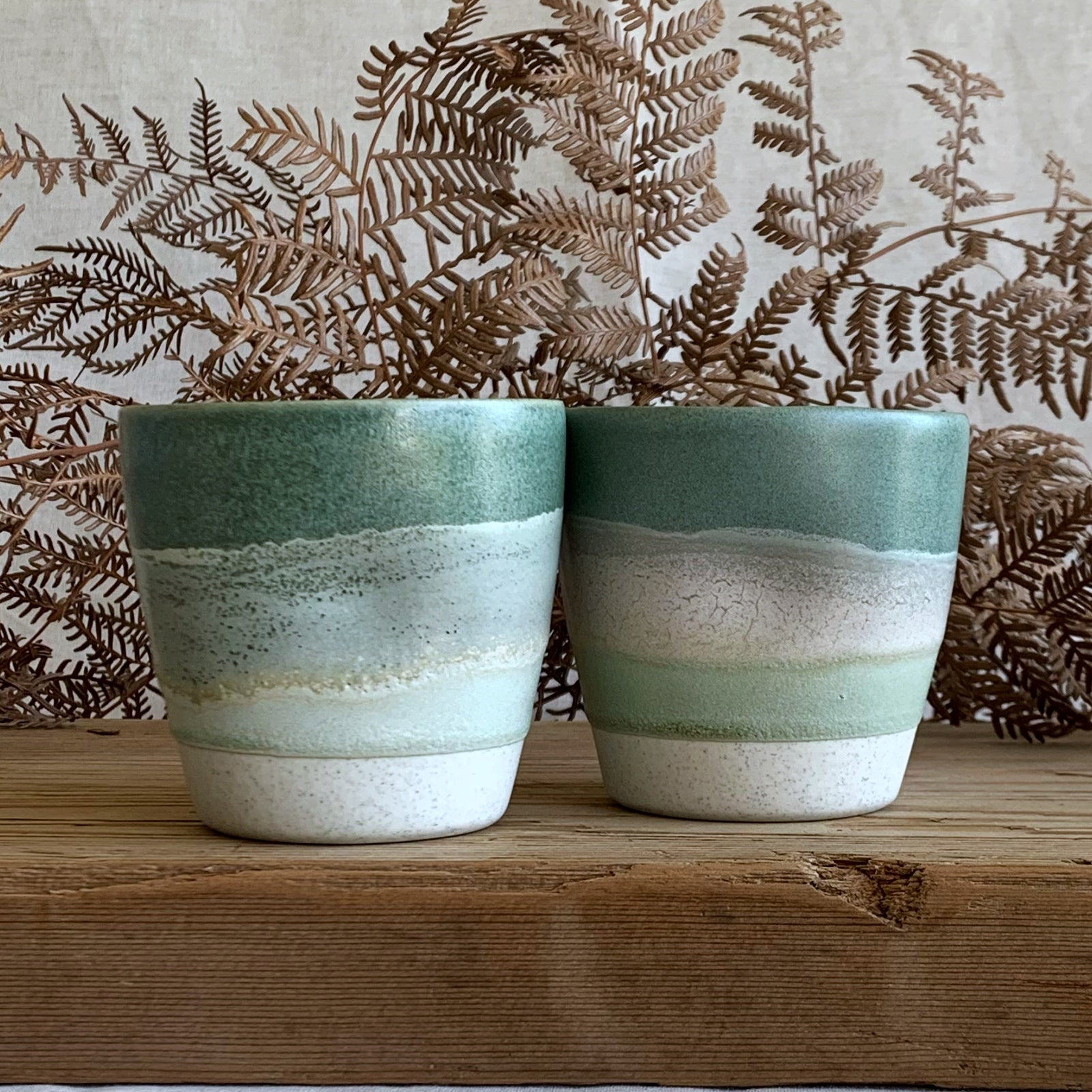 Latte Cup Sage & Sea Foam Green - handmade in the Henry & Tunks ceramic studio, Maitland NSW