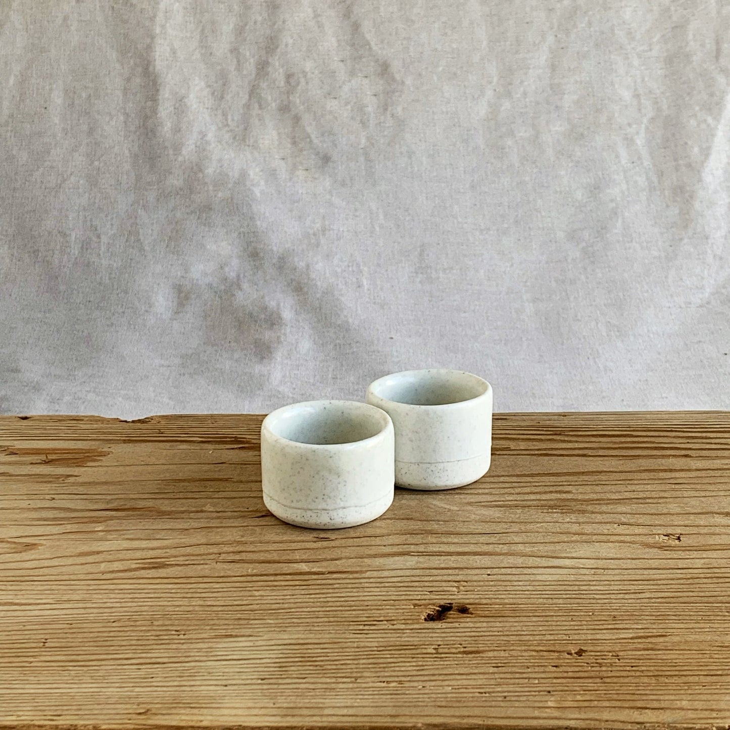 'Small One' Egg Cup White Speckle - handmade in the Henry & Tunks ceramic studio, Maitland NSW